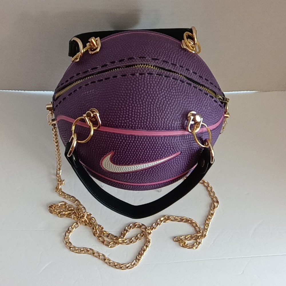 NWT NEW LIMITED EDITION HANDMADE NIKE SKILLS PURPLE/PINK π©·π BASKETBALL PURSEπ - Picture 12 of 16
